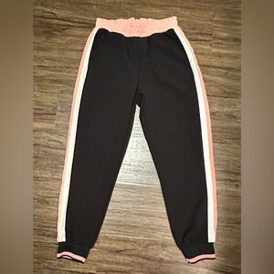 Zara Black Joggers with Pink and White Side Stripes. Size S